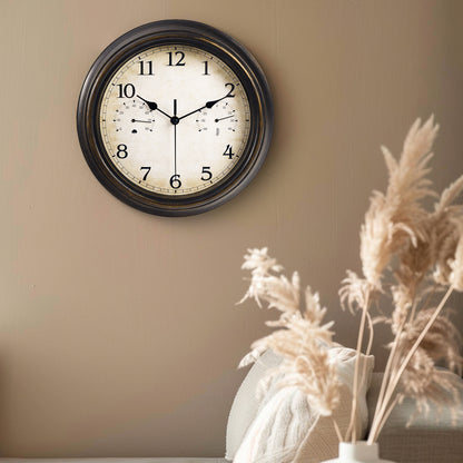 IvoQ Wandklok Waterdicht met Thermometer & Hygrometer