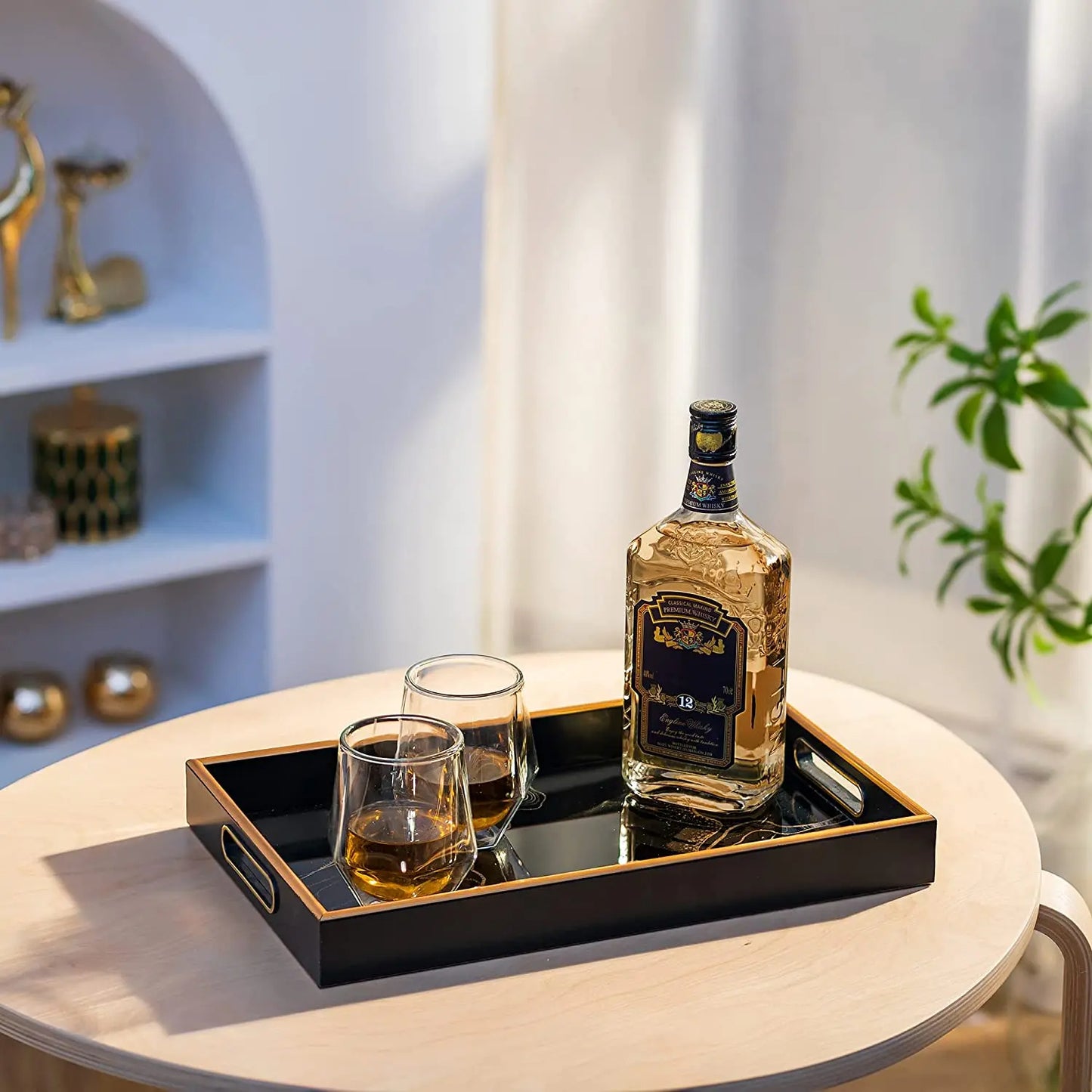 IvoQ Luxe Dienblad Zwart Goud 45x30 cm