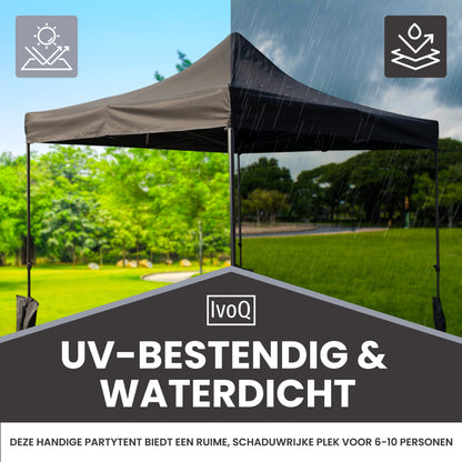 IvoQ Partytent 3x3 m Zwart Waterdicht