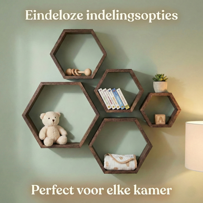 IvoQ Hexagon Wandplanken Set van 5