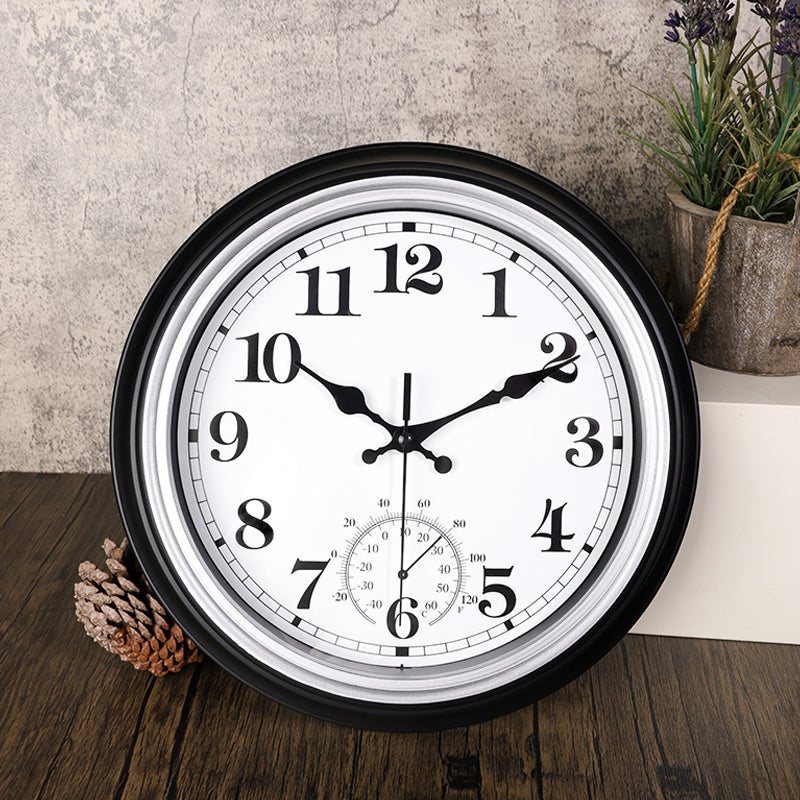 IvoQ Vintage Wandklok met Thermometer voor Binnen/Buiten Ø 30 cm