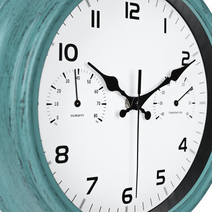 IvoQ Wandklok Waterdicht Retro met Ingebouwde Thermometer