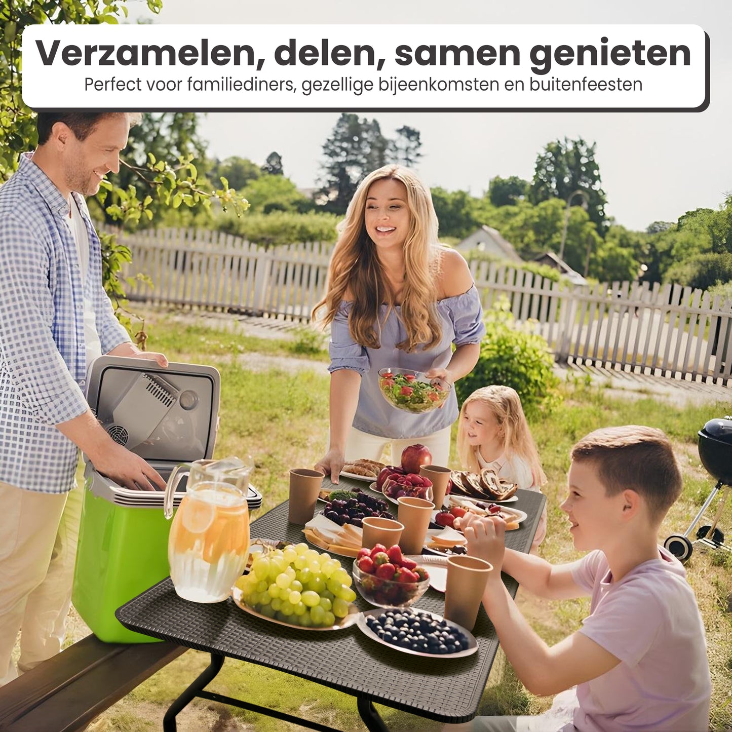 IvoQ Inklapbare Tafel 180 cm Rattan Zwart