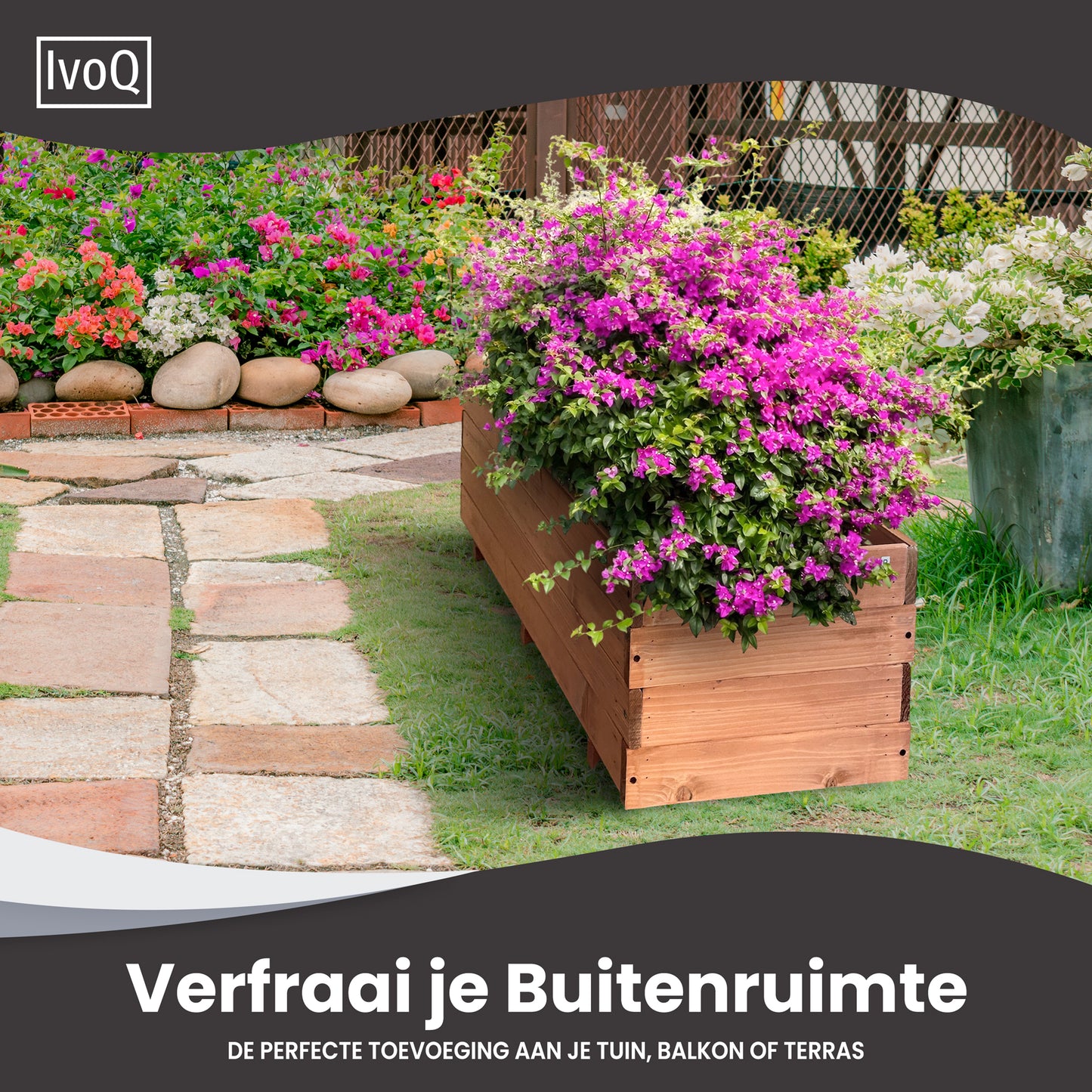 IvoQ Plantenbak Hout 120x40x32 cm