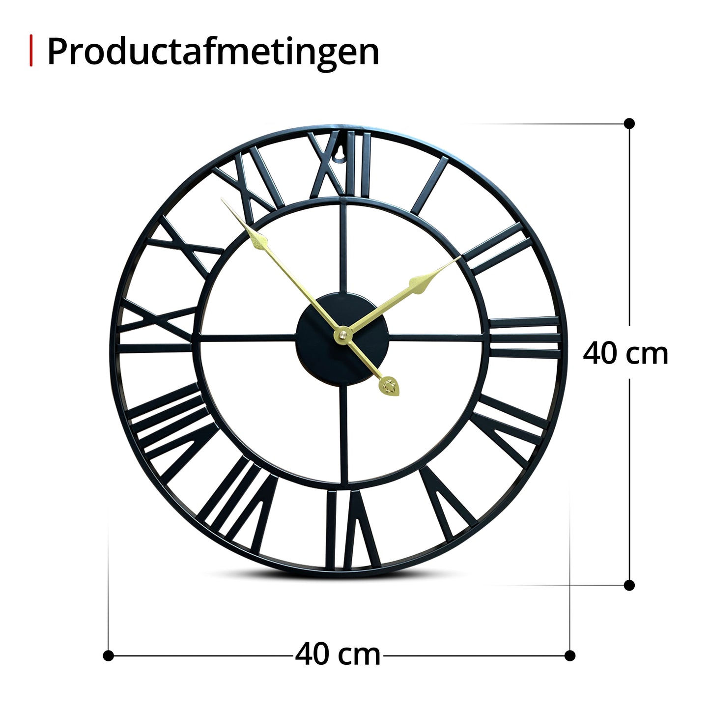 IvoQ Wandklok Zwart Romeins Gouden Wijzers 40 cm