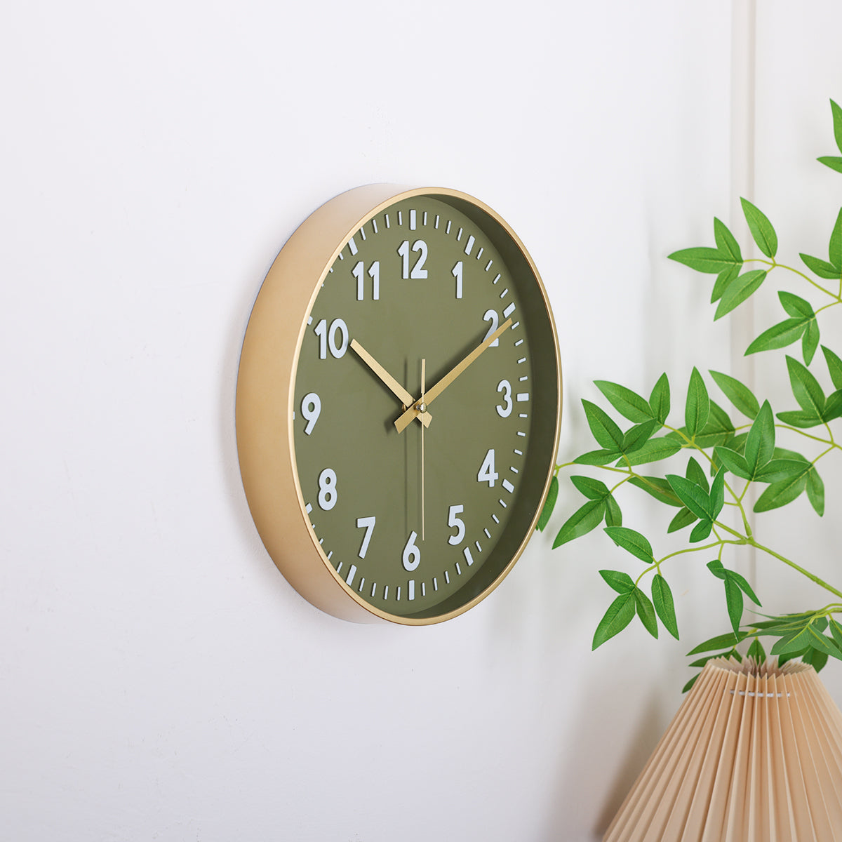 IvoQ Wandklok Groen Goud 3D Design 30 cm