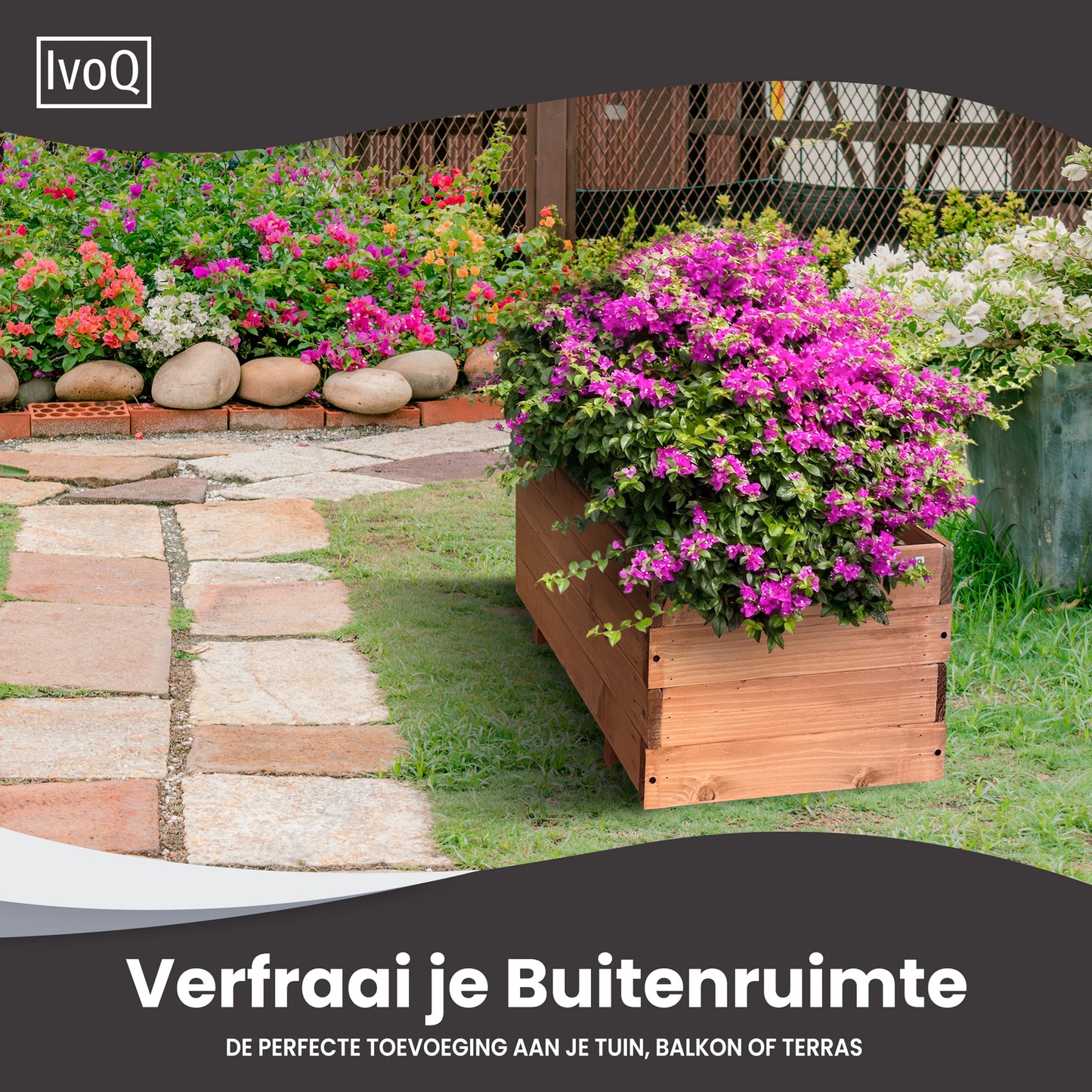 IvoQ Plantenbak Hout 80x40x32 cm