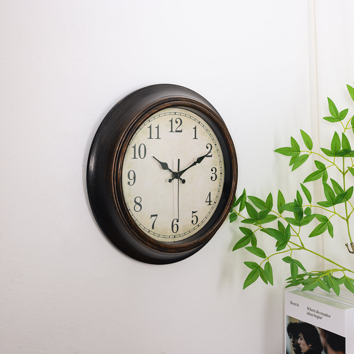 IvoQ Wandklok Retro Stil Quartz 30 cm