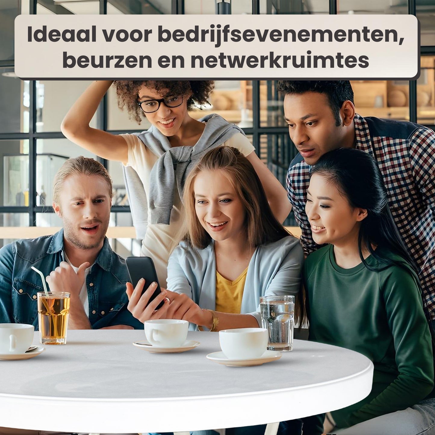 IvoQ Statafels Set Wit met Hoezen Ø80x110 cm