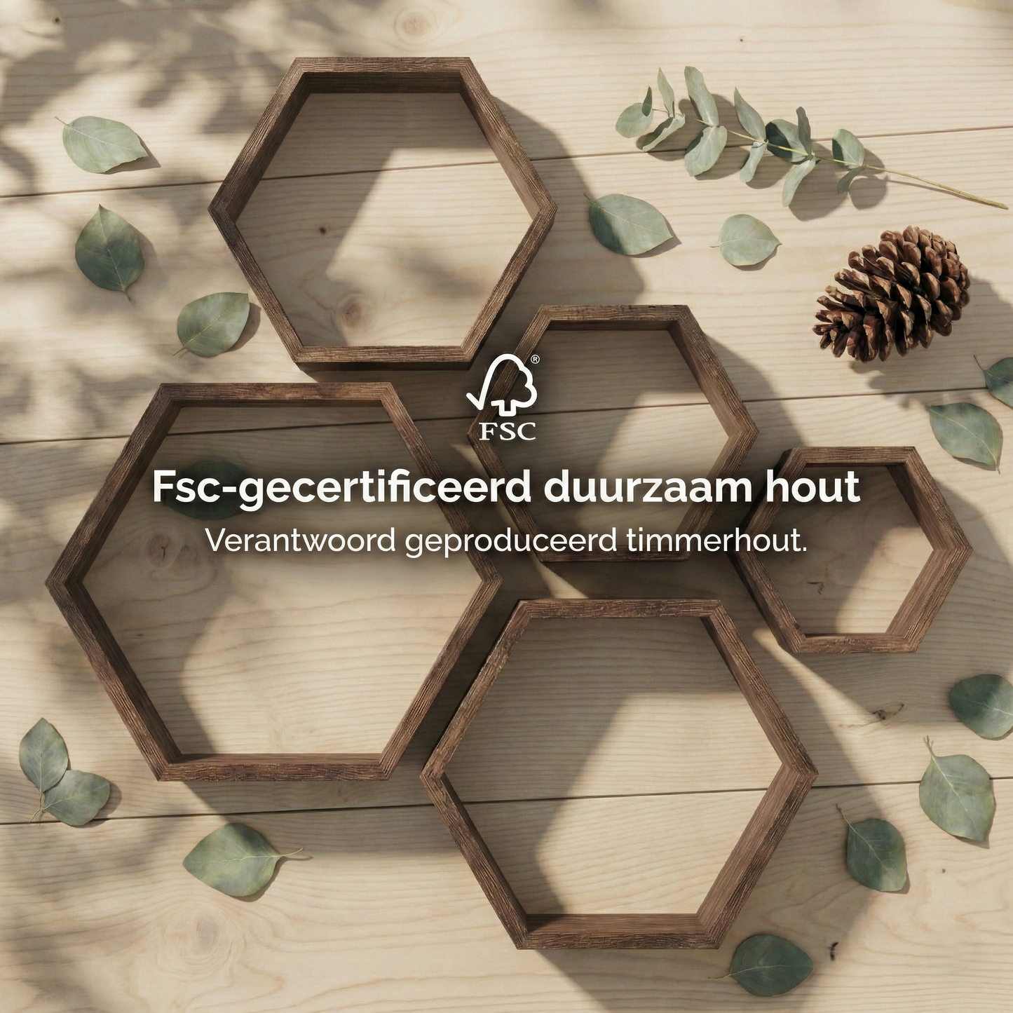 IvoQ Hexagon Wandplanken Set van 5