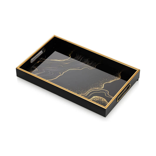 IvoQ Luxe Dienblad Zwart Goud 45x30 cm