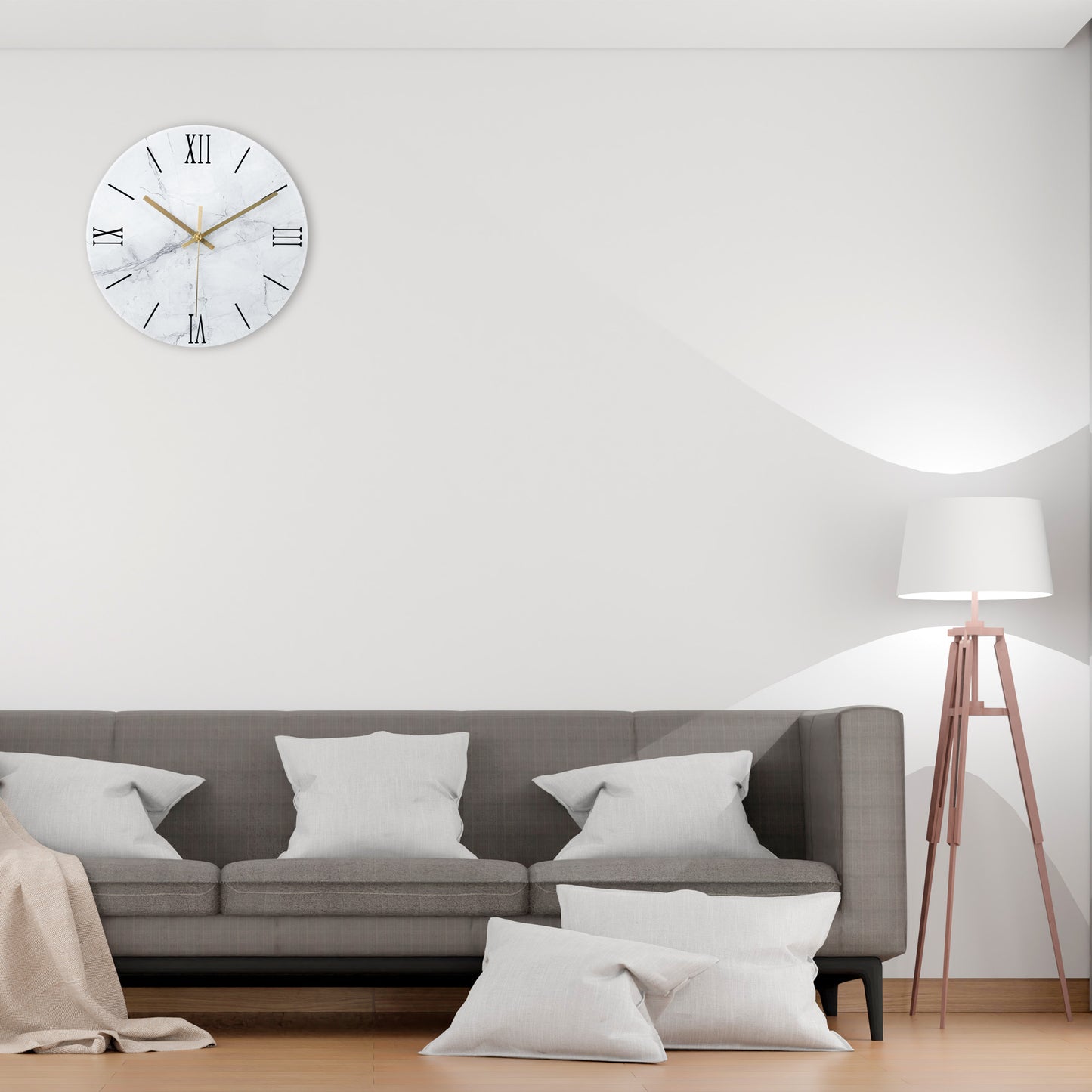 IvoQ Marmerlook Glazen Wandklok Ø 30 cm