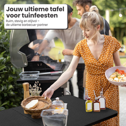 IvoQ Inklapbare Tafel 180 cm Rattan Zwart
