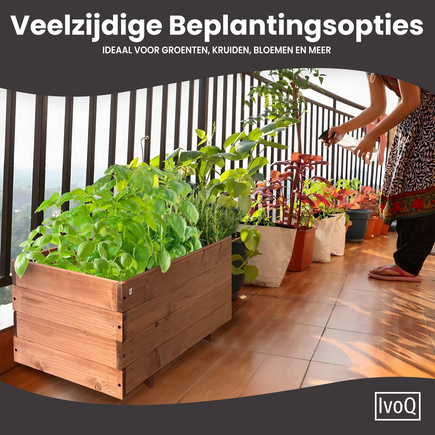 IvoQ Plantenbak Hout 80x40x32 cm