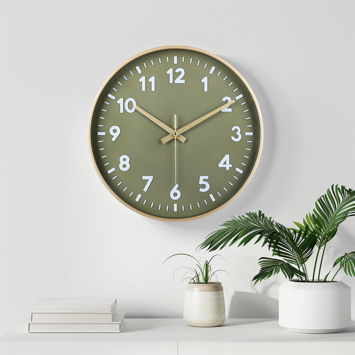 IvoQ Wandklok Groen Goud 3D Design 30 cm