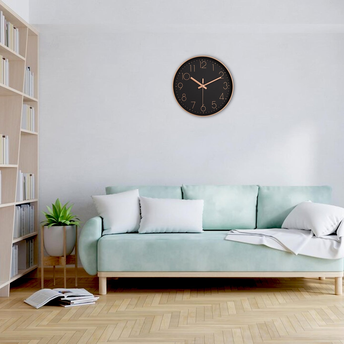 IvoQ Moderne Wandklok Zwart Ø30 cm