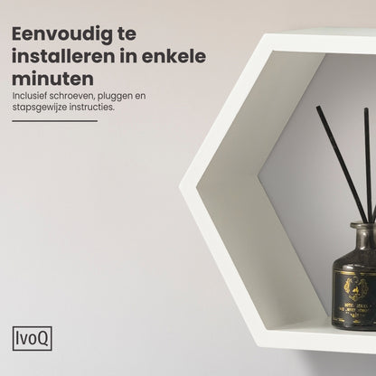 IvoQ Wandplanken Hexagon Set 3 stuks Wit