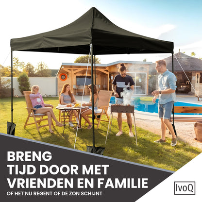 IvoQ Partytent 3x3 m Zwart Waterdicht