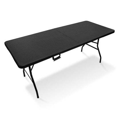 IvoQ Inklapbare Tafel 180 cm Rattan Zwart