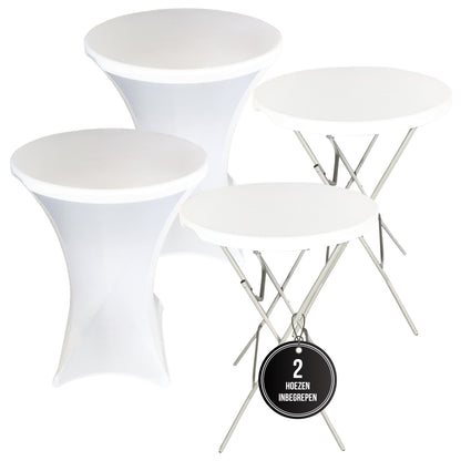 IvoQ Statafels Set Wit met Hoezen Ø80x110 cm