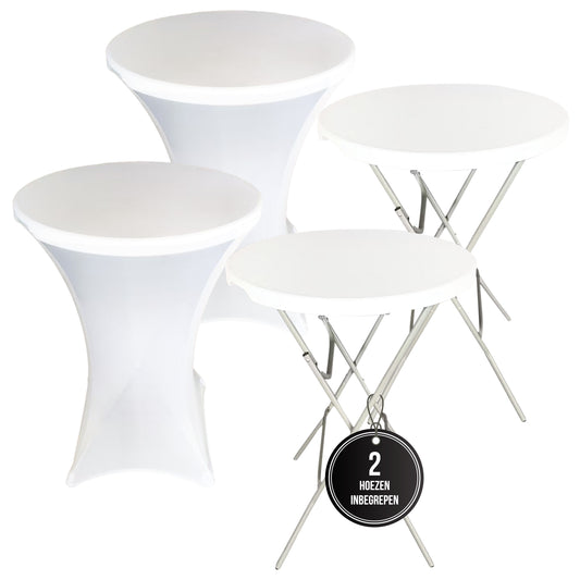 IvoQ Statafels Set Wit met Hoezen Ø80x110 cm