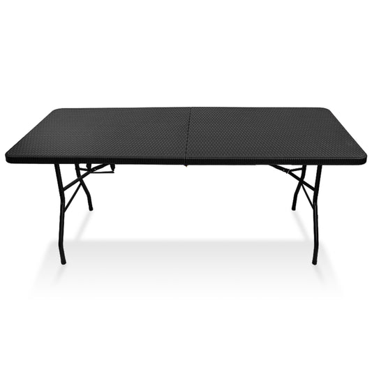 IvoQ Inklapbare Tafel 180 cm Rattan Zwart