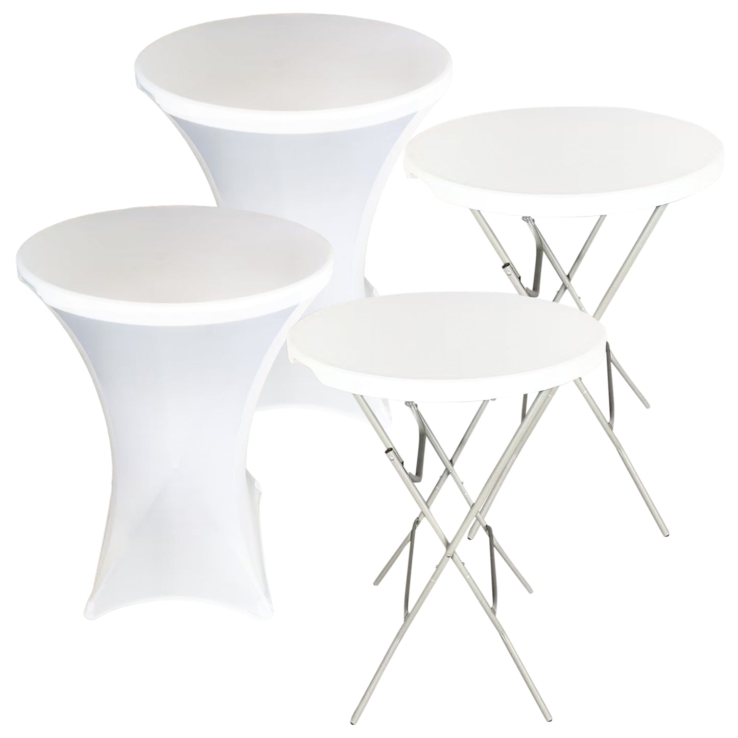 IvoQ Statafels Set Wit met Hoezen Ø80x110 cm