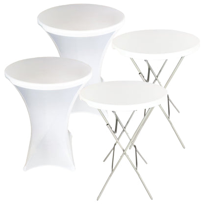 IvoQ Statafels Set Wit met Hoezen Ø80x110 cm