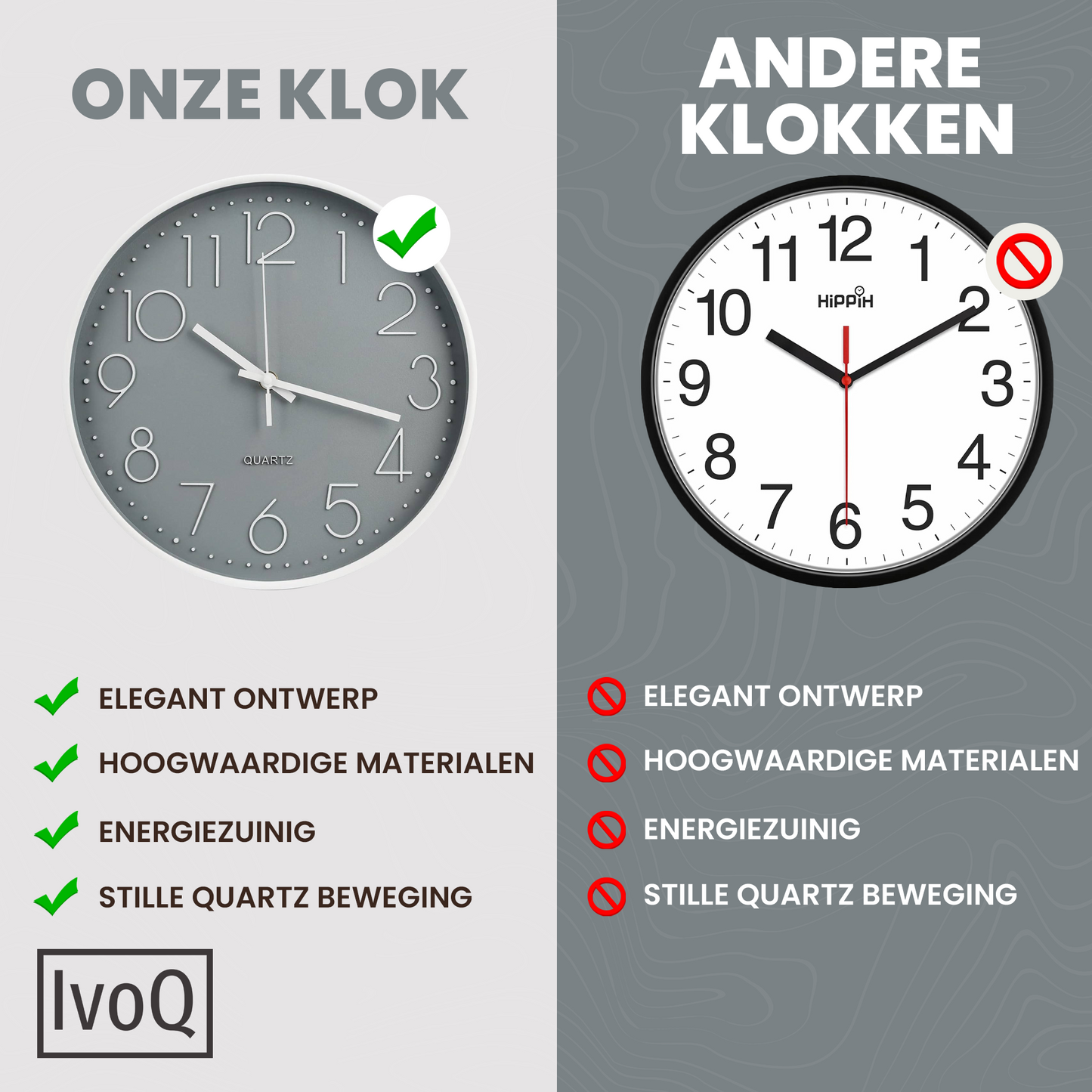 IvoQ Design Wandklok Grijs Ø30 cm