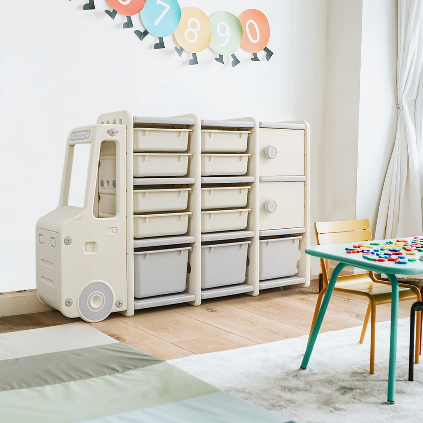 IvoQ Kinderkast Auto met Opbergbakken