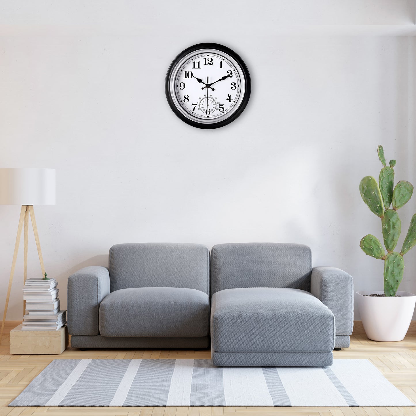 IvoQ Vintage Wandklok met Thermometer voor Binnen/Buiten Ø 30 cm