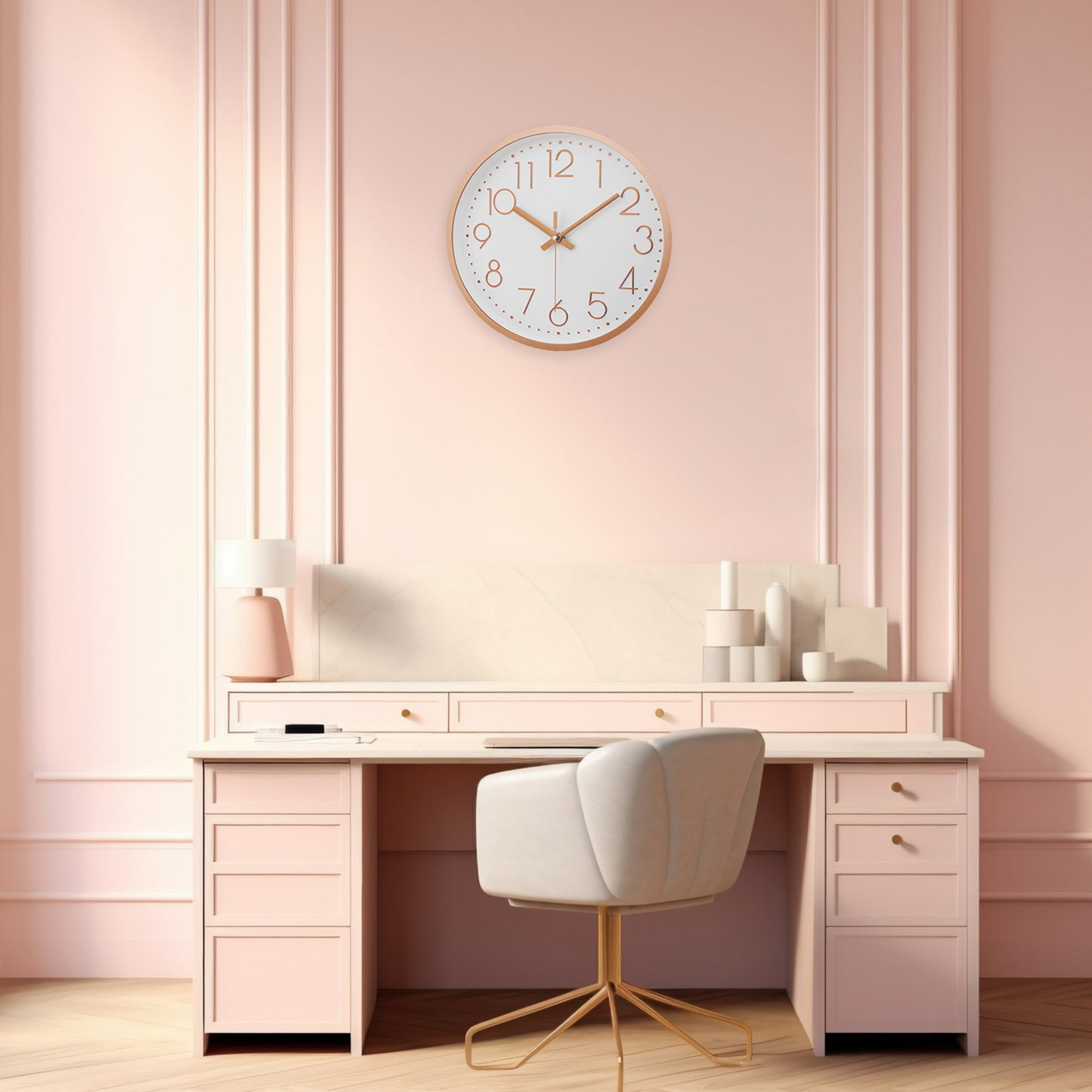 IvoQ Moderne Wandklok Roségoud Ø30 cm
