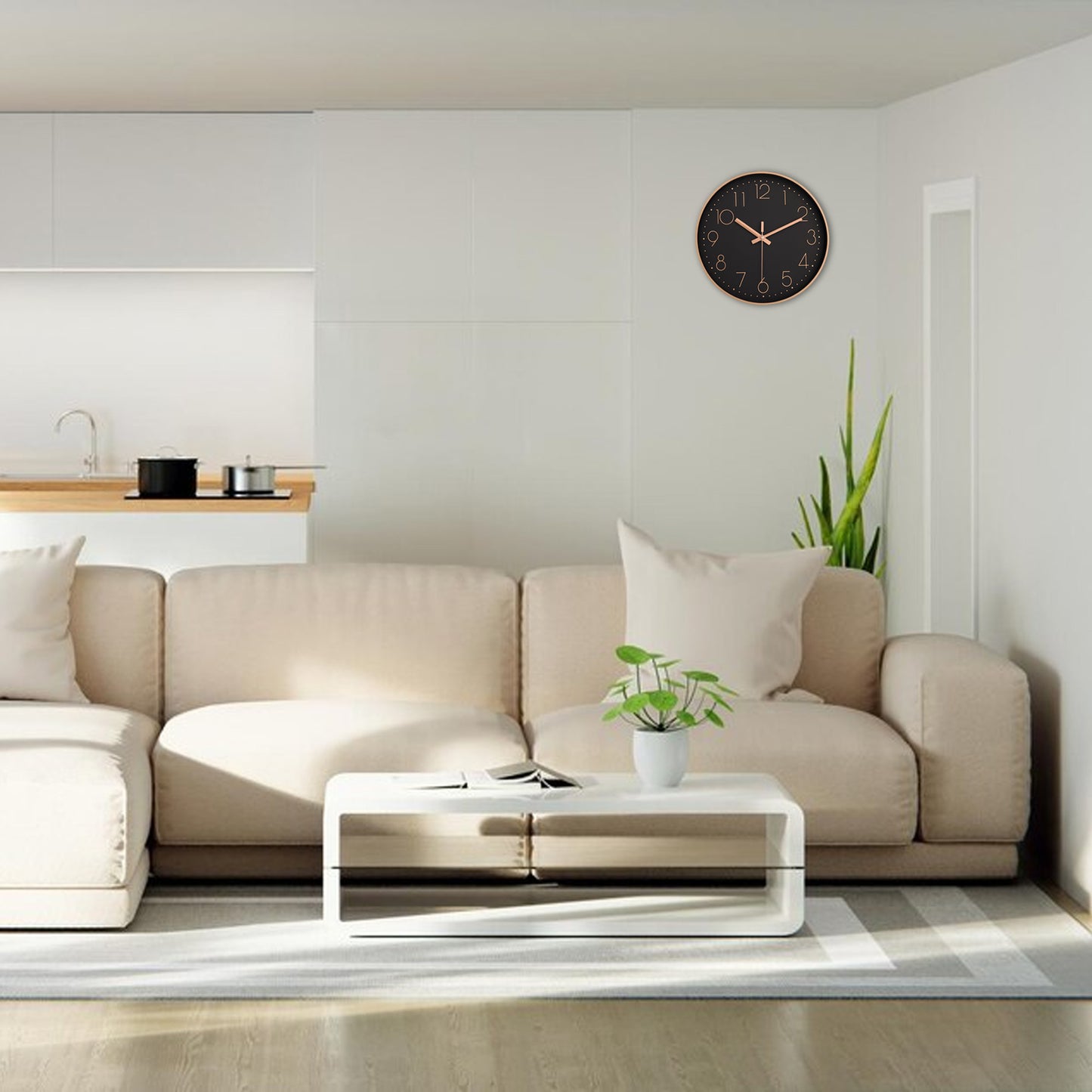 IvoQ Moderne Wandklok Zwart Ø30 cm
