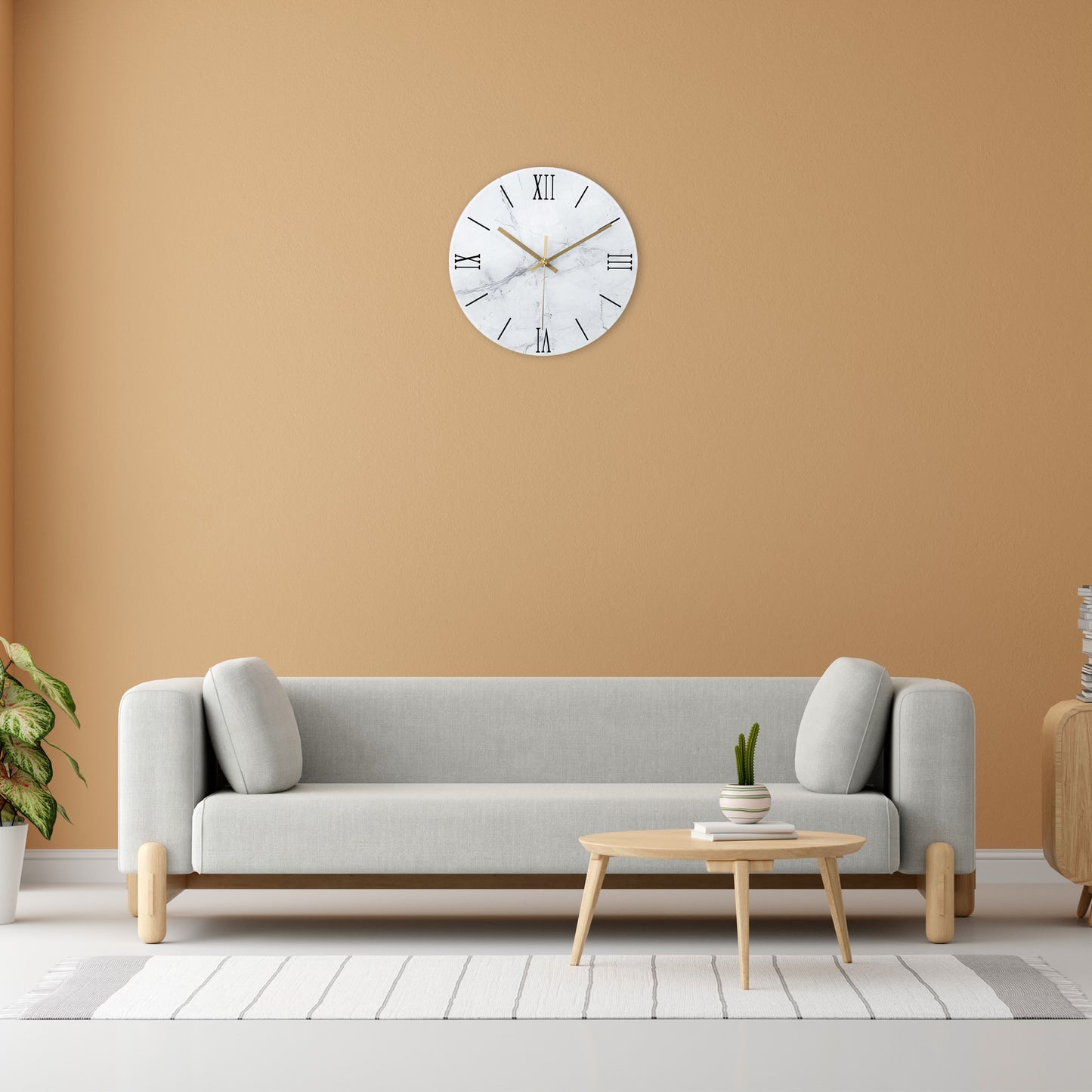 IvoQ Marmerlook Glazen Wandklok Ø 30 cm