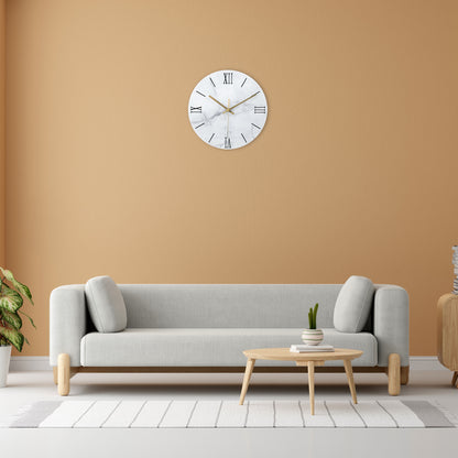 IvoQ Marmerlook Glazen Wandklok Ø 30 cm