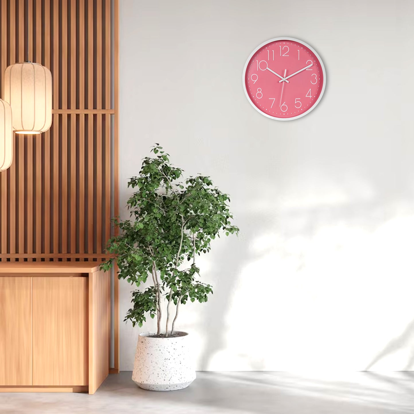 IvoQ Elegante Wandklok Roze Ø30 cm
