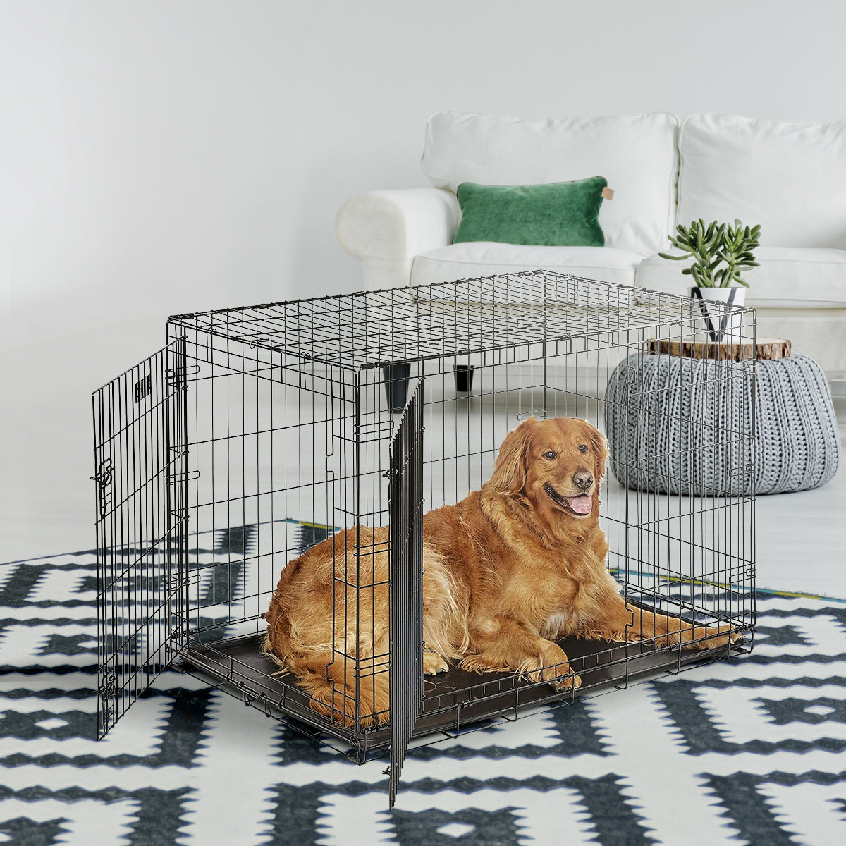 IvoQ Hondenbench L – 90×60×67 cm – Zwart