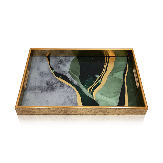 IvoQ Dienblad Marmerlook Groen Goud