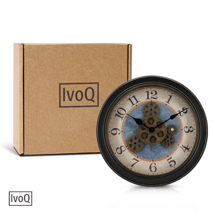 IvoQ Steampunk Wandklok met Bewegende Tandwielen 32 cm