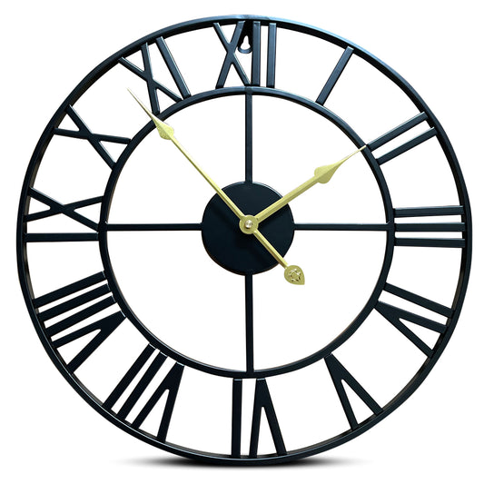 IvoQ Wandklok Zwart Romeins Gouden Wijzers 40 cm