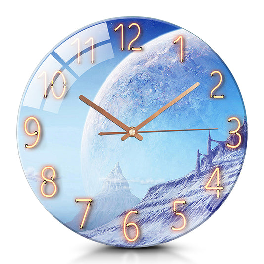IvoQ Wandklok Uniek Blauw Maan Design Ø 30 cm