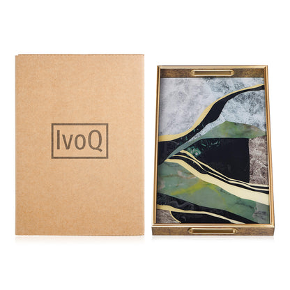IvoQ Dienblad Marmerlook Groen Goud