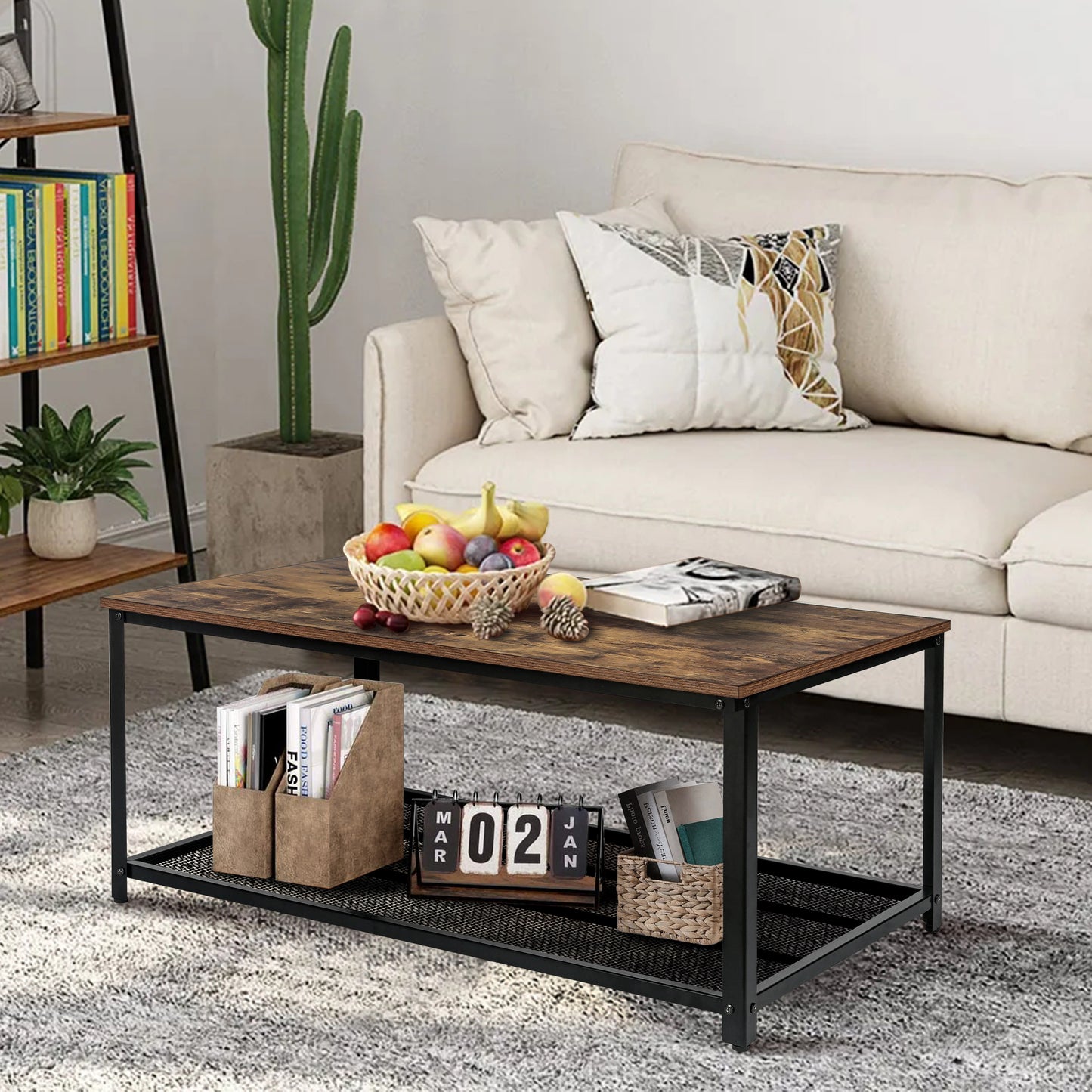 IvoQ Salontafel Industrieel Houtlook 2 Lagen