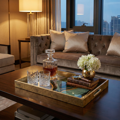 IvoQ Dienblad Marmerlook Groen Goud