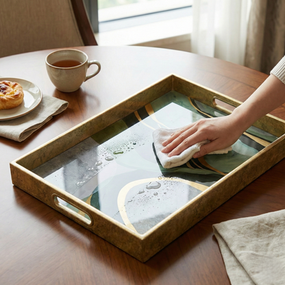 IvoQ Dienblad Marmerlook Groen Goud