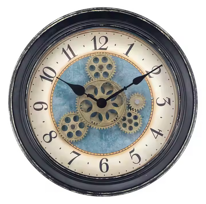 IvoQ Steampunk Wandklok met Bewegende Tandwielen 32 cm