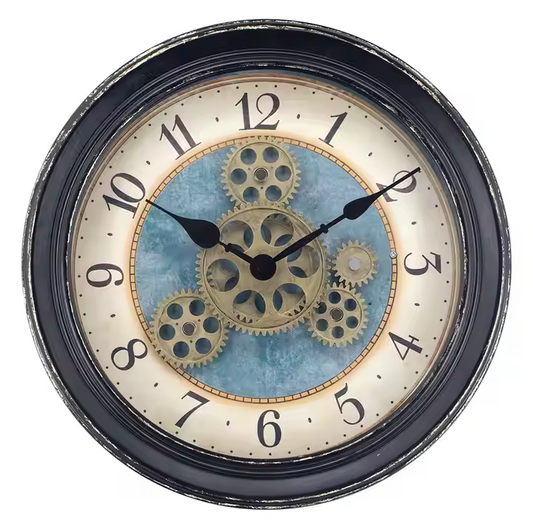IvoQ Steampunk Wandklok met Bewegende Tandwielen 32 cm